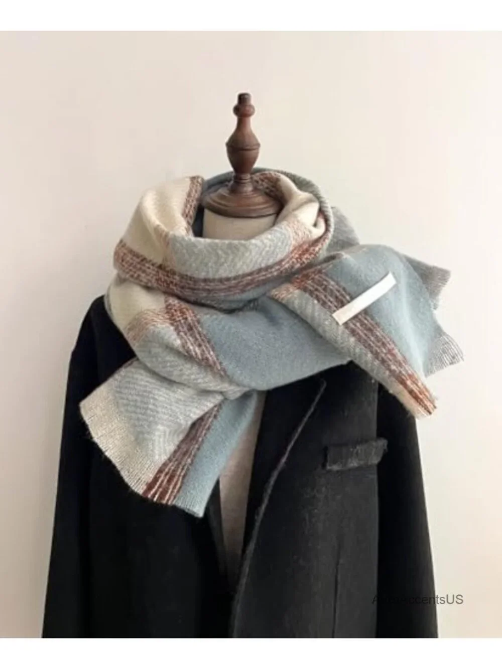 Oversized Plaid Shawl Wrap Scarf with Tassels Cashmere Feel Soft Warm Large